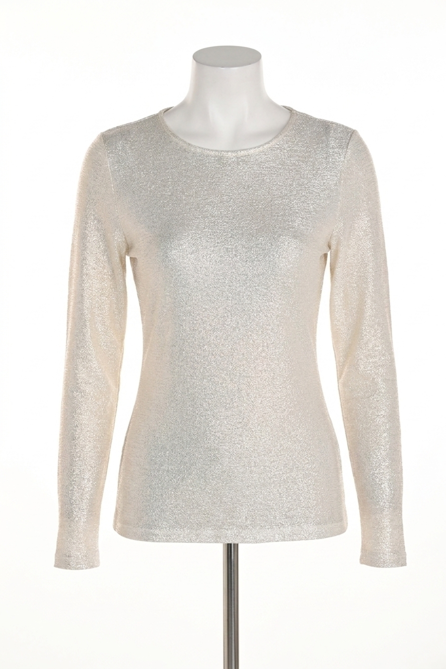 NEW FRANK LYMAN whitley sparkle long sleeve pullover top in white